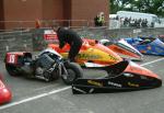 Tony Thirkell/Roy King's sidecar at the TT Grandstand, Douglas.
