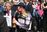 Ian Lougher in the winners' enclosure at the TT Grandstand.