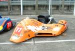 Jef Driesen/Barry Pepperrell's sidecar at the TT Grandstand, Douglas.