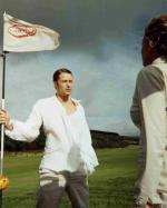 Space Island One - Bruno Eyron (Dusan) with his co-star Indra Ove (Paula) at the Mount Murray Golf Course. Many thanks to Kevin Davies for allowing us to use this photo.