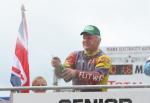 Steven Linsdell on the winners podium at the TT Grandstand.