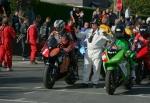 John McGuinness (3) at the TT Grandstand, Douglas.