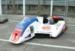 Nigel Smith/Chris Lake's sidecar at the TT Grandstand, Douglas.