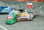 Peter Farrelly/Aaron Galligan's sidecar at the TT Grandstand.