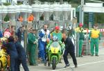 Alan Jackson getting a helping hand to leave the pits.