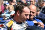 Bruce Anstey in the winners' enclosure at the TT Grandstand.