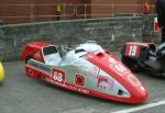 Francois Leblond/Sylvie Leblond's sidecar at the TT Grandstand, Douglas.