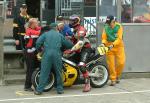 Seamus Greene in the pits, Douglas.