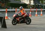 Roy Lawrence during practice, leaving the Grandstand, Douglas.