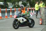 Dave Saxby during practice, leaving the Grandstand, Douglas.