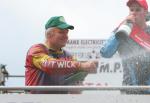 Steven Linsdell on the winners podium at the TT Grandstand.