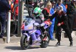 Richard Britton leaving the pits, Douglas.