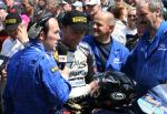 Bruce Anstey in the winners' enclosure at the TT Grandstand.