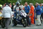 Adrian Archibald (number 1) leaving TT Grandstand.