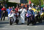 John Barton (19) at the TT Grandstand, Douglas.