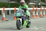 David Clarke entering the pits at the Grandstand, Douglas.