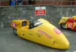 Raymond Walker/Paul Goodwin's sidecar at the TT Grandstand, Douglas.