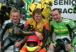 Alan Jackson (on right) after the Senior Manx Grand Prix.