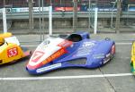 Ben Dixon/Mark Lambert's sidecar at the TT Grandstand, Douglas.