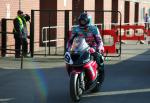 Ian Hutchinson at the TT Grandstand, Douglas.