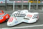 Roger Stockton/Peter Alton's sidecar at the TT Grandstand, Douglas.