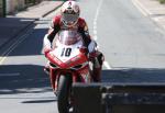 Steve Plater at Parliament Square, Ramsey (missing the turn).