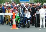 Martin Finnegan (number 21) awaiting start of practice session, Douglas.