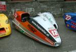 Klaus Klaffenbock/Christian Parzer's sidecar at the TT Grandstand, Douglas.