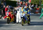 Fabrice Miguet (85) at the TT Grandstand, Douglas.