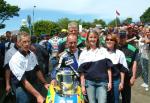 Paul Owen with his team after the Junior TT.