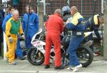 Peter Symes in the pits, Douglas.