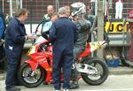 Robert Mawdsley in the pits, Douglas.