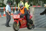 William Copland during practice, leaving the Grandstand, Douglas.