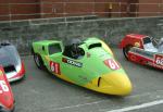Claude Montagnier/Laurent Seyeux's sidecar at the TT Grandstand, Douglas.