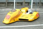 Mick Thompson/Rachel Norbury-Lea's sidecar at the TT Grandstand, Douglas.