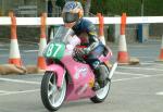 Eleanor Forrest entering the pits at the Grandstand, Douglas.