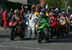 Carl Rennie (16) at the TT Grandstand, Douglas.