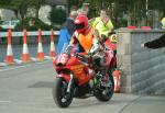 Noel Carroll during practice, leaving the Grandstand, Douglas.